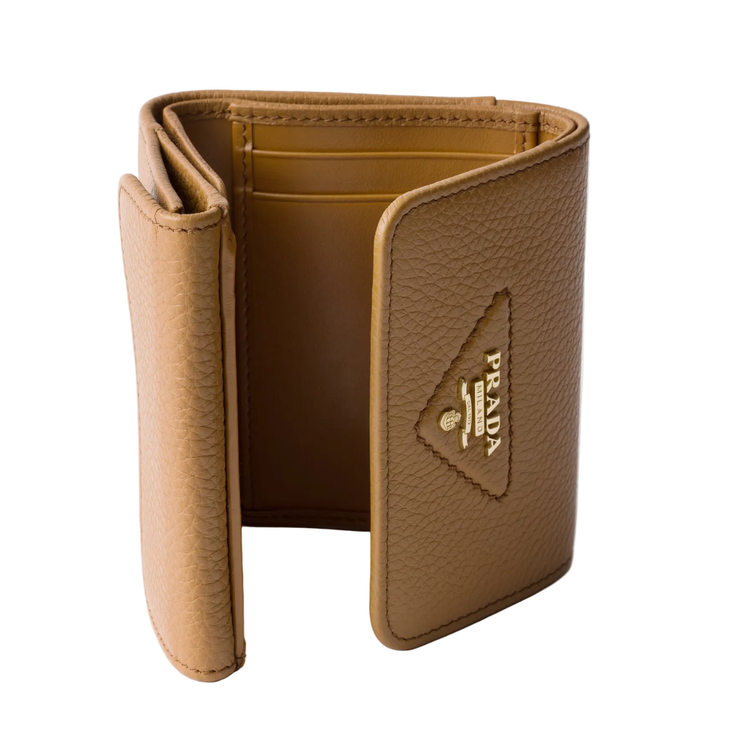 Prada Vitello Grain leather compact trifold wallet