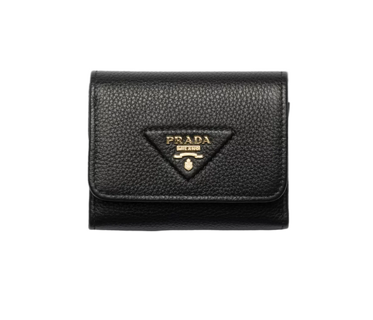 Prada Vitello Grain leather compact trifold wallet
