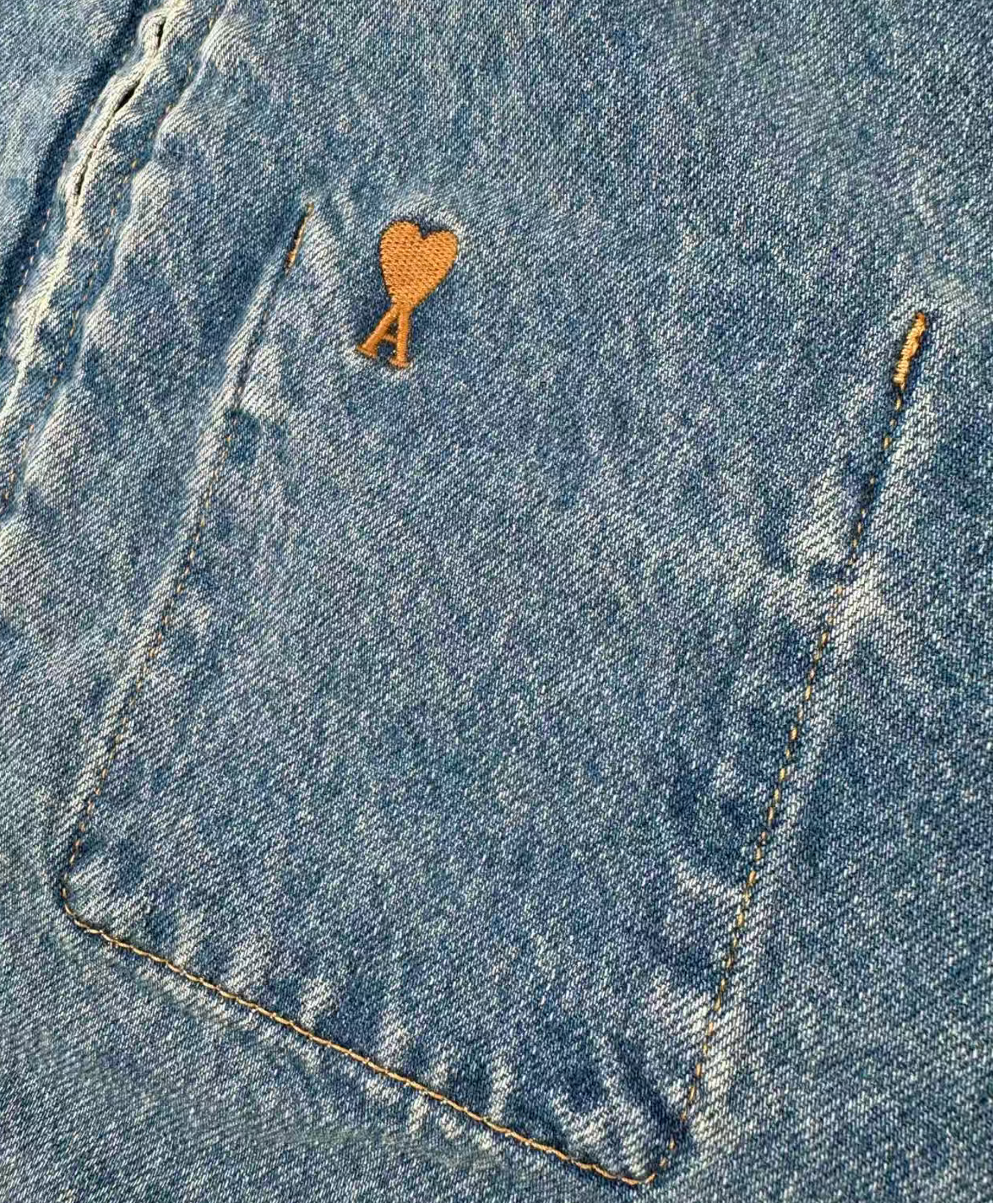 AMI Paris Blue Cotton Contrasted 'Ami De Coeur' Zipped Jacket