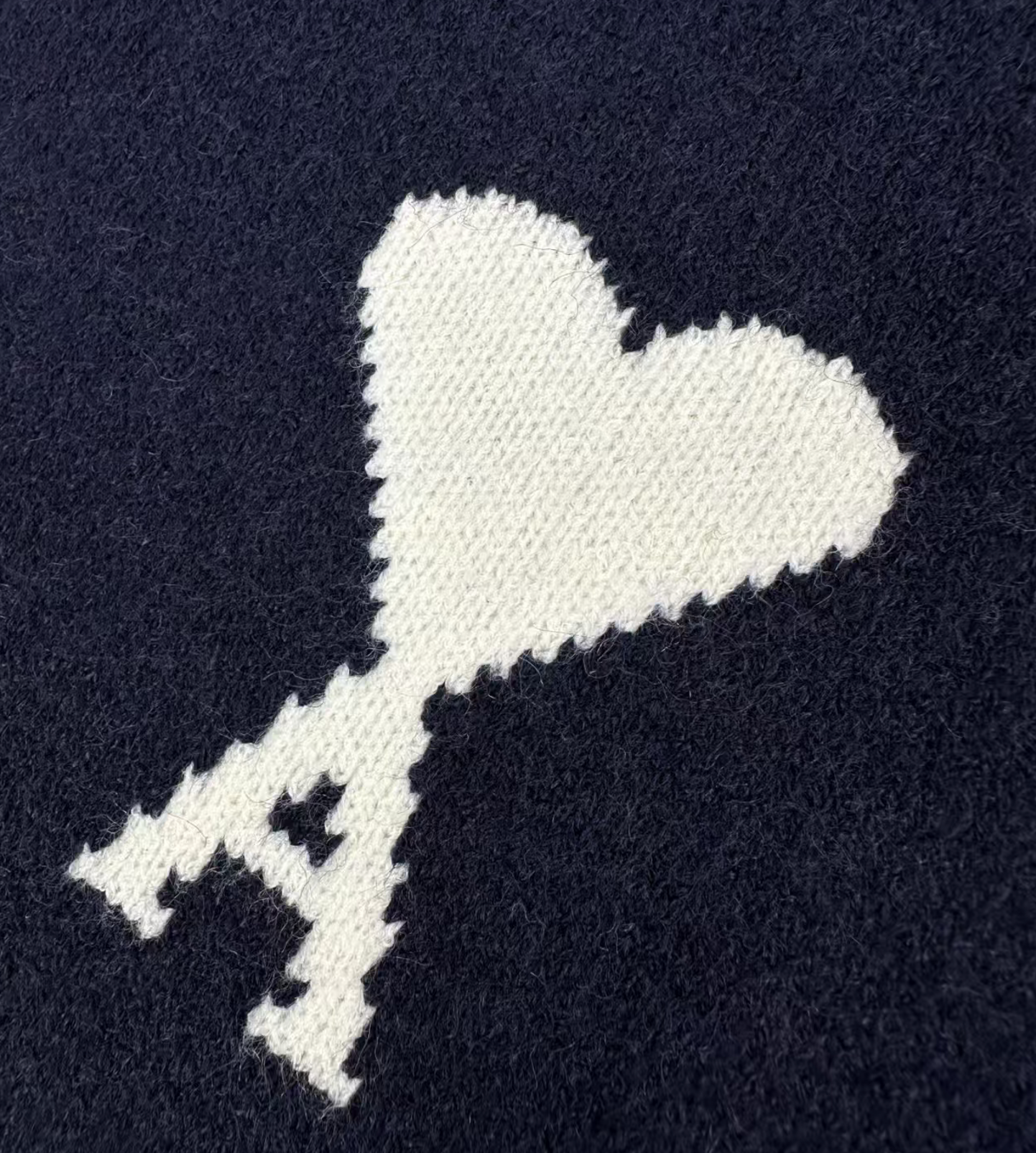AMI Paris Blue Wool Crewneck Ami de Coeur Cardigan