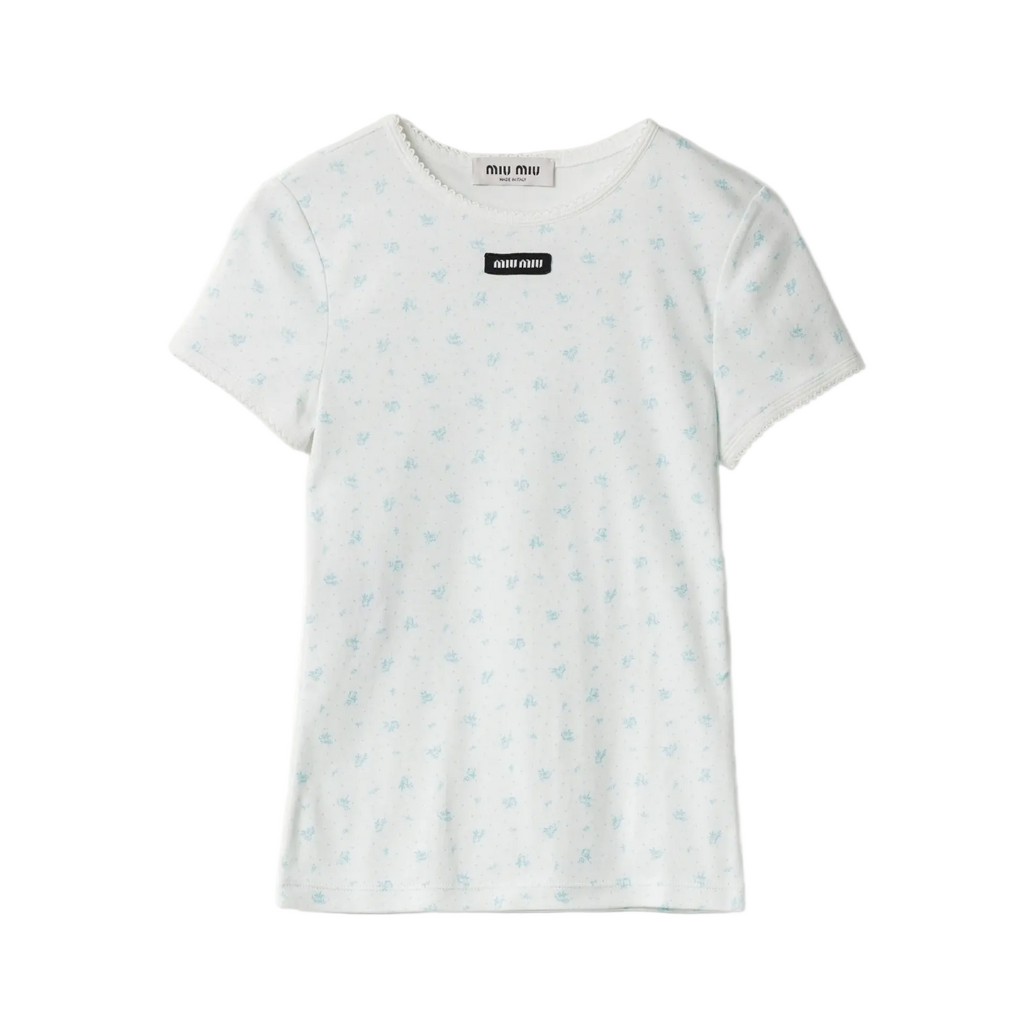Miu Miu white floral cotton jersey T-shirt