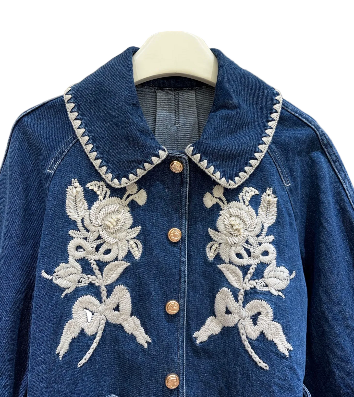 Dior floral embroidered cropped denim jacket