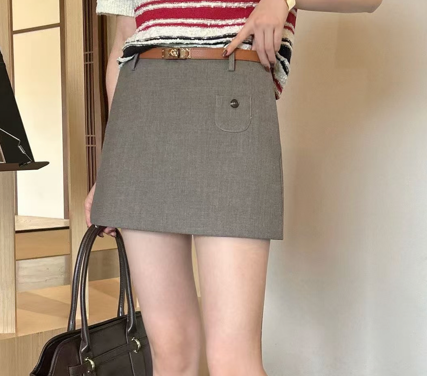 Hermes tailored A-line skorts (skirt-shorts)