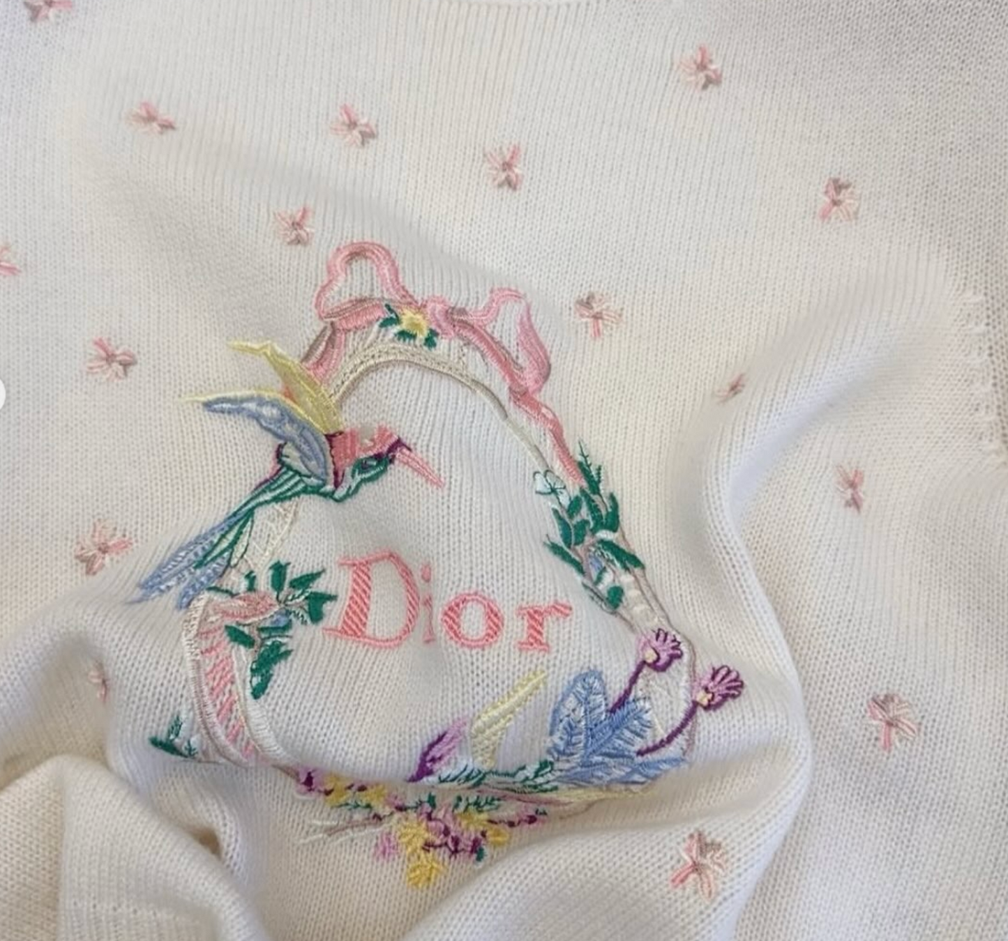 Dior Qixi Embroidered Short-Sleeved Sweater