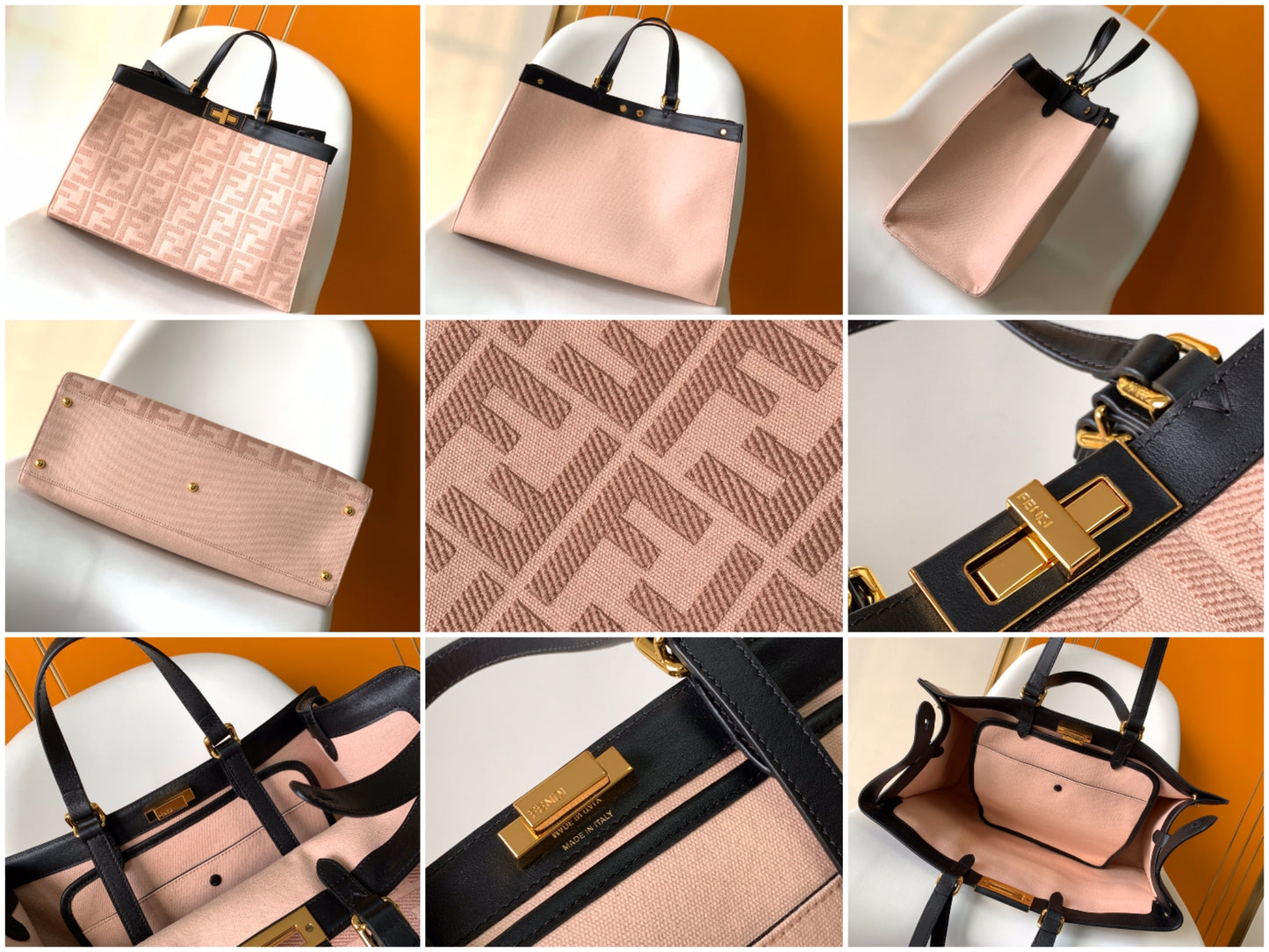 Fendi Peekaboo X-Tote in pink canvas