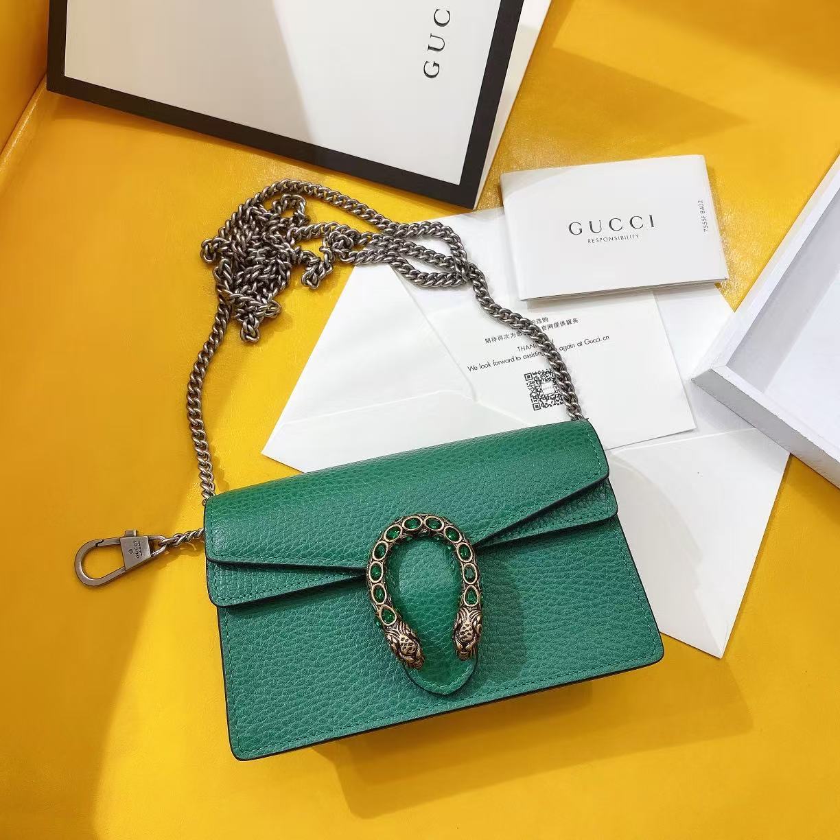 Green Leather Dionysus Small Shoulder Bag