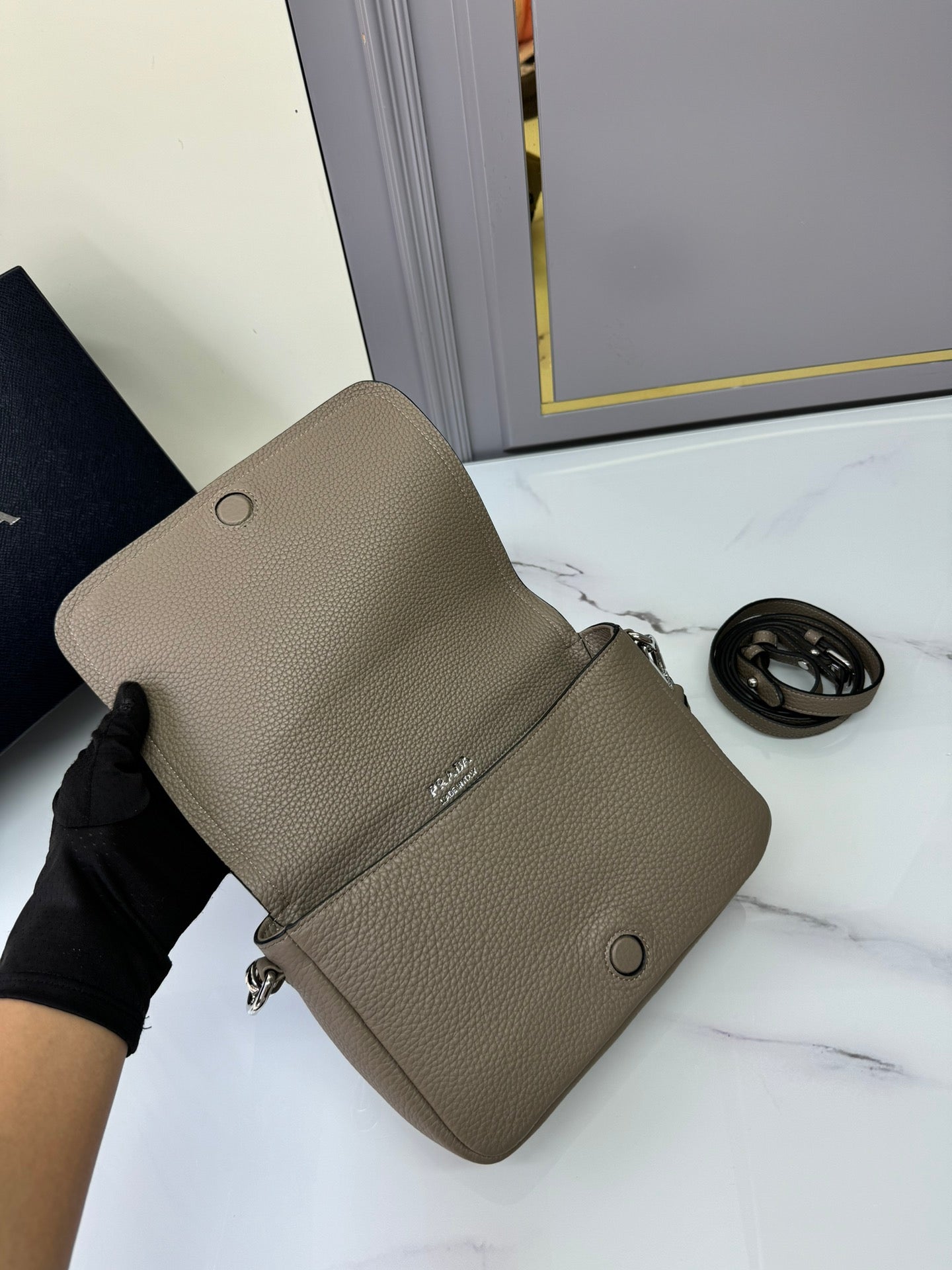 Prada Vitello Daino Soft Flap Crossbody