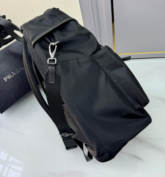 Re-Nylon and leather backpack
